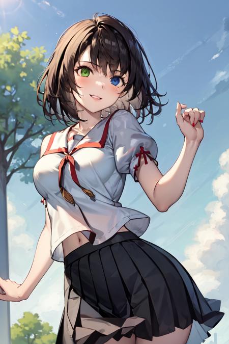 2496514-223841725-masterpiece, best quality, absurdres, perfect anatomy, 1girl, solo, YunaFFX, heterochromia, short hair, medium breasts, smile, H.png